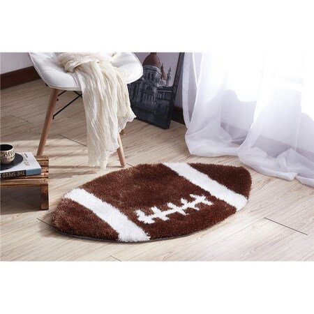 Sports Theme Shaped Hand Tufted Extra Soft Shag Area Rug (36-in Diameter)